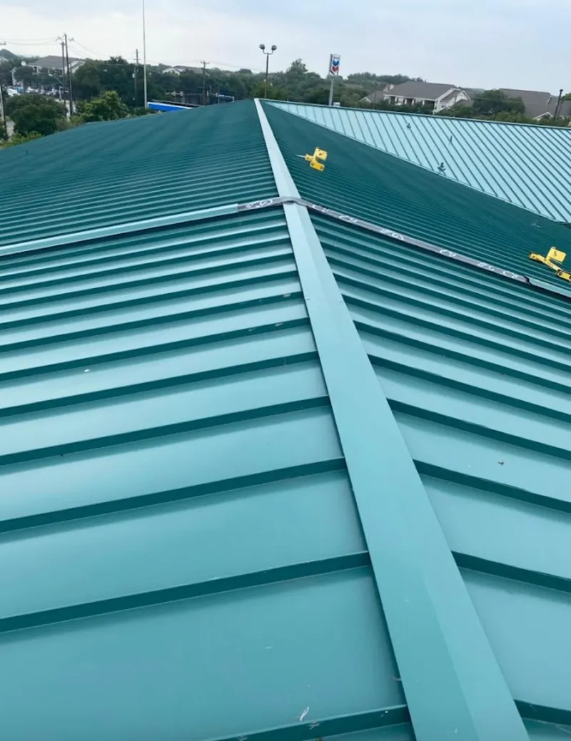 Green commercial metal roof ridge and valley for Metal Roof Repair in Delphos